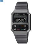 Montre Digital Femme homme avec bracelet en métal plaqué ionique noir auto-ajustable-A100wegg-1adf