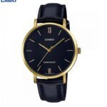 Casio montre pour femme Bracelet en cuir cadran noir