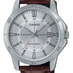 Casio Montre pour homme bracelet en cuir premium etanche cadran blanc Date-mtp-v004l-7cudf