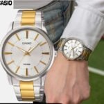 Casio Montre Homme Bracelet En Acier Inoxydable Bicolore affichage Analogique résistant à L'eau-mtp-1303sg-7avdf