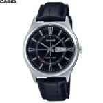 Casio Montre homme Bracelet en cuir cadtran noir résistant à l'eau-mtp-v006l-1cudf