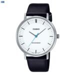 Casio montre pour homme bracelet en cuir Cadran blanc incurvé etanche-Mtp-vt04l-7edf
