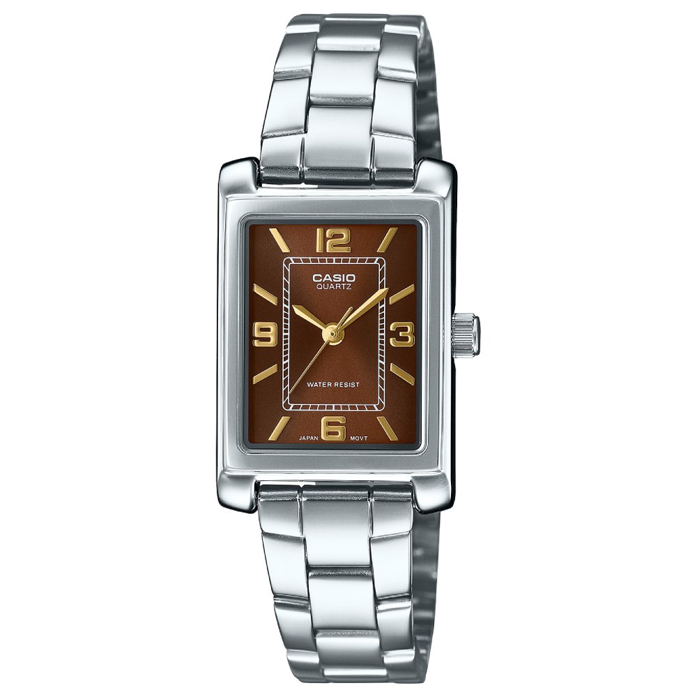 1-3-10.jpg Casio Montre femmes rectangulaire marron Fil métallique Résistant à l'eau-ltp-1234dd-5adf - Image 1