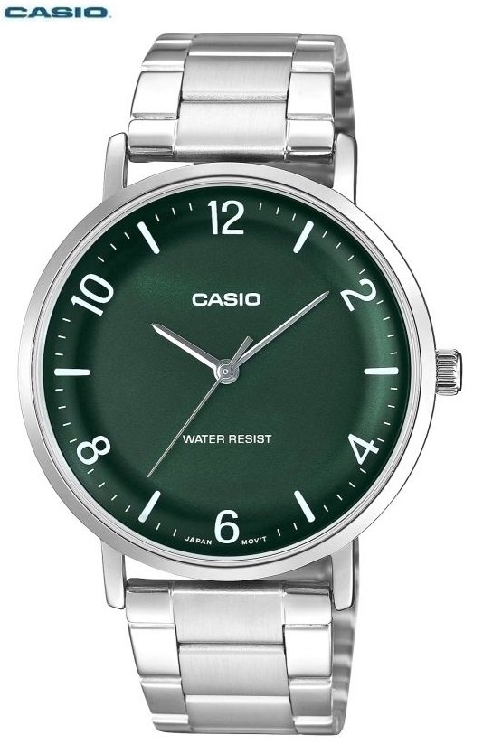 1-32.jpg Casio Montre pour homme Bracelet en métal Cadran vert fonce incurvé Etanche-mtp-vt03d-3bdf - Image 1
