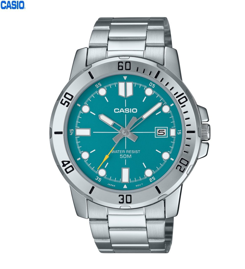 1-5-9.jpg Casio Montre pour homme Bracelet en métal Cadran bleu Aiguilless lumineuses Étanche-mtp-vd01d-3e2vudf - Image 1