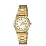 Casio Montre pour femme bracelet en métal plaqué dore cadran romain-ltp-v006g-9budf