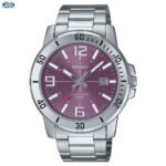 Casio montre homme Argente cadran mauve Avec dateur étanche 50 m acier inoxydable–mtp-vd01d-6bvudf