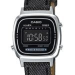 Casio Montre femme bracelet en cuir facon denim elegante numérique etanche- la670wl-1bdf