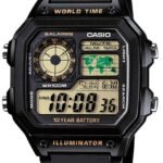 Casio Montre Homme Bracelet en resine numerique carré 5alarmes longue autonomie Etanche-ae-1200wh-1bvdf