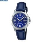 Casio Montre Femme LTP-V004L-2BUDF Bracelet Cuir-Cadran Bleu-Résistante à l'Eau