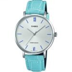 Casio Montre pour femme super Design, bracelet en cuir bleu, cadran Blanc-ltp-vt01l-7b3udf