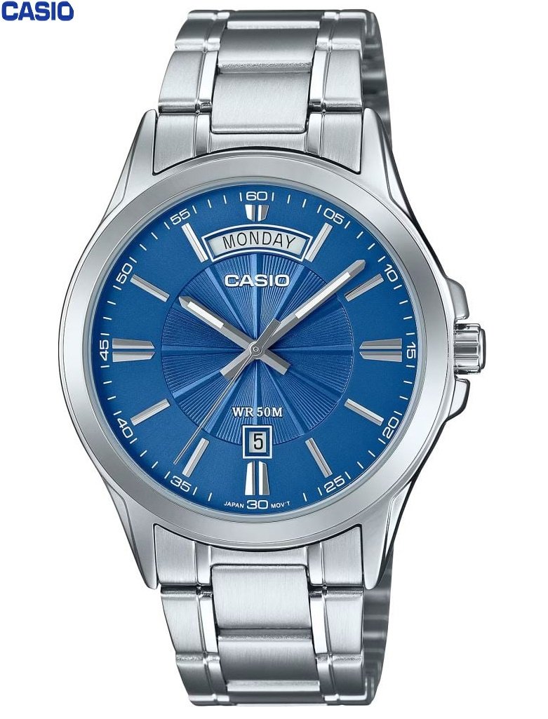 1-9-17.jpg Casio Montre homme design élégant etanche Bracelet en acier inoxydable-mtp-1381d-2avdf - Image 1