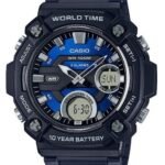 Casio Montre Analogique Numérique Cadran Bleu pour Homme-AEQ-120W-2AVDF
