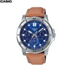 Casio Montre pour Homme MTP-VD300L-2EUDF Bracelet Cuir - Cadran Bleu - Résistante à l'Eau