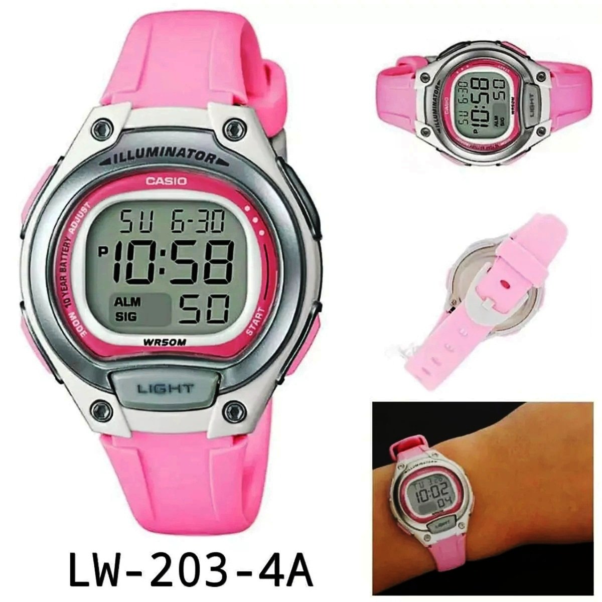3-10-8.jpg Casio montre pour fille femme bracelet en plastique rose - Image 1