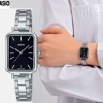 Montre femme avec bracelet en métal cadran noir 3 aiguilles étanche -LTP-V009D-1EUDF