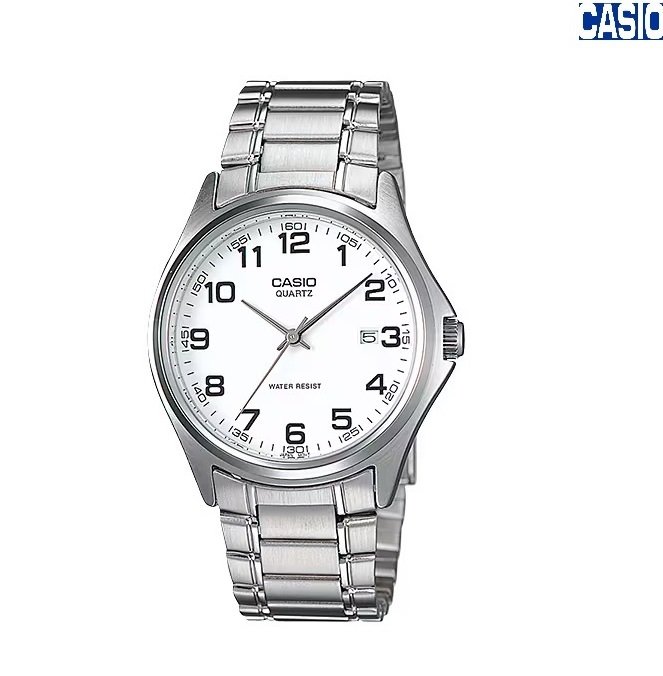 3-9-10.jpg Casio Montre hommes Argentee cadran blanc avec date -Etanche-mtp-1183a-7bdf - Image 1