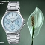 casio montre pour femme cadran bleu personnalité six aiguilless bracelet en métal -ltp-v300d-2audf
