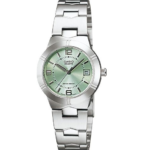 Casio Montre femme élégante classique, cadran vert avec dateur, petit diamètre -ltp-1241d-3a