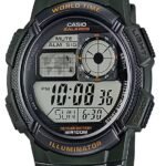 Casio Montre Homme Bracelet en resine numerique carré 5 alarmes longue Autonomie Etanche-ae-1000w-3avdf