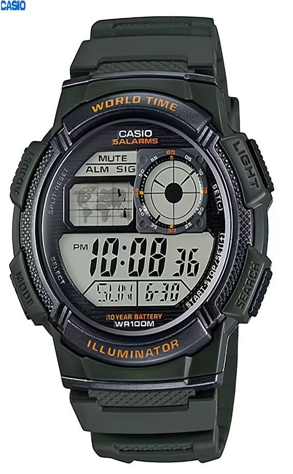 6-6-9.jpg Casio Montre Homme Bracelet en resine numerique carré 5 alarmes longue Autonomie Etanche-ae-1000w-3avdf - Image 1