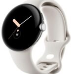 Montre google Pixel Watch fitbit (Wi-Fi uniquement )41mm Cadran en acier inoxydable argenté avec bracelet actif couleur craie