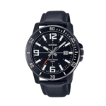 Casio Montres homme Bracelets en cuir Boîtier plaqué ion noir Étanche WR50M-mtp-vd01bl-1bvudf